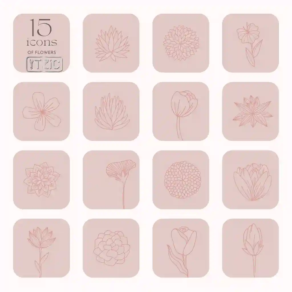 15 flowers icons